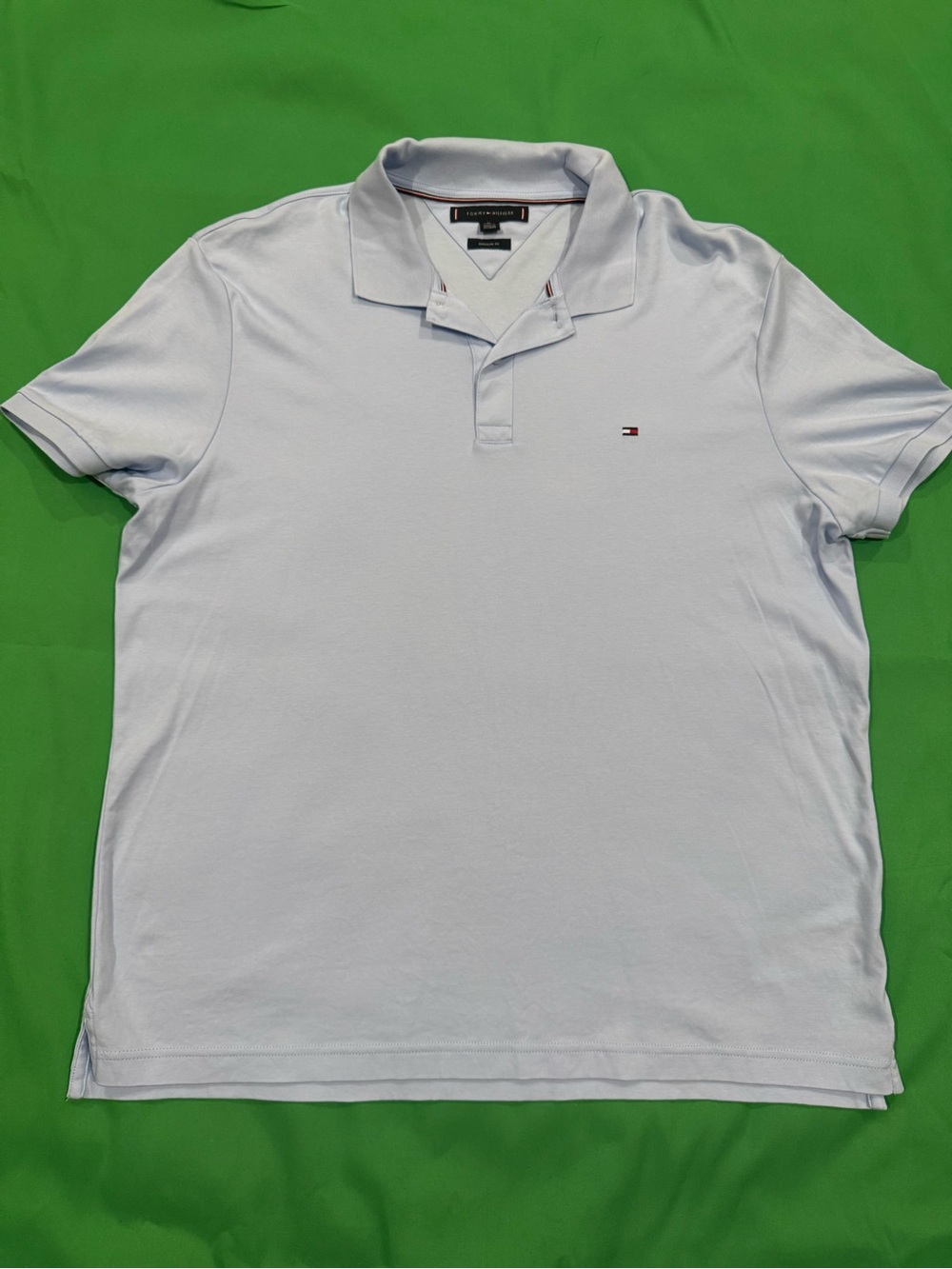 Tommy Hilfiger Men's Pale Blue Polo with Signature Flag